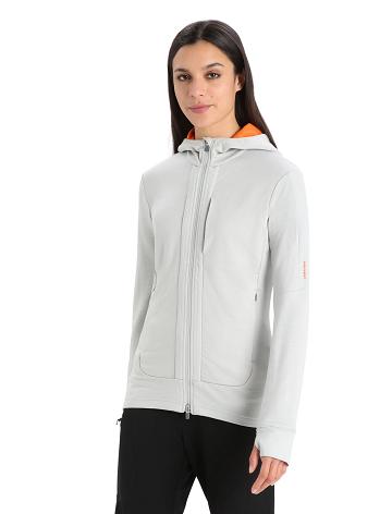 Icebreaker Merino Quantum III Long Sleeve Zip Női Kapucnis Pulóver Narancssárga Szürke | HU 1676RVDW